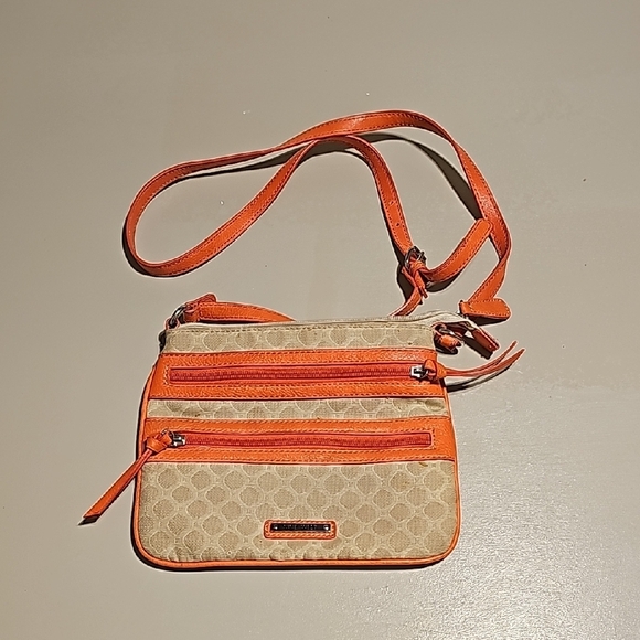 Nine West Canvas Crossbody Bag with Orange Trim - Picture 1 of 5